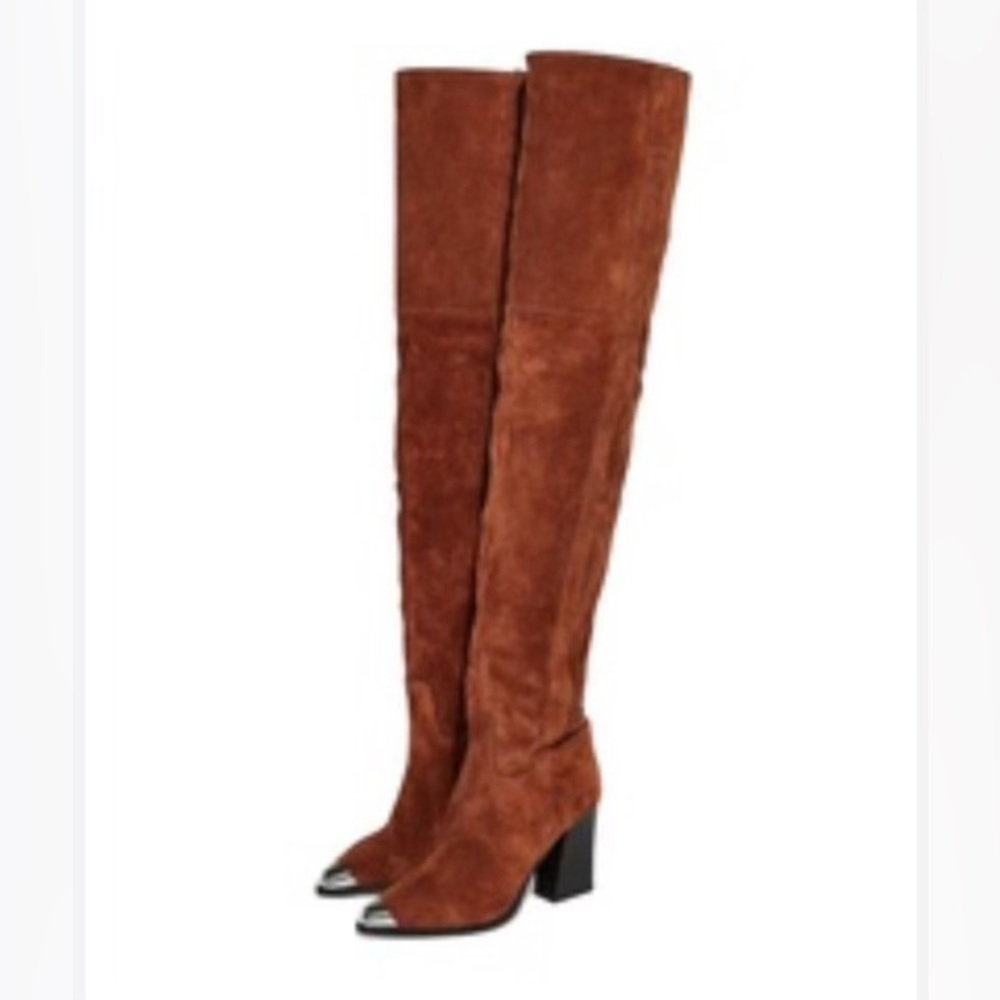 Heeled Platform Boots Topshop Brown Over the KneeBoot size 10.5